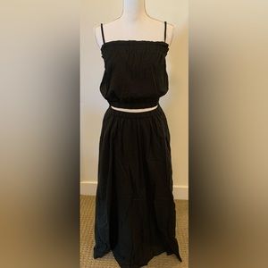 Anthropologie 2 pc crop tank and maxi skirt in black